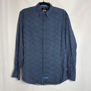 English Laundry Men's Blue‎ Geometric Print Button Down Long Sleeve Shirt Size M